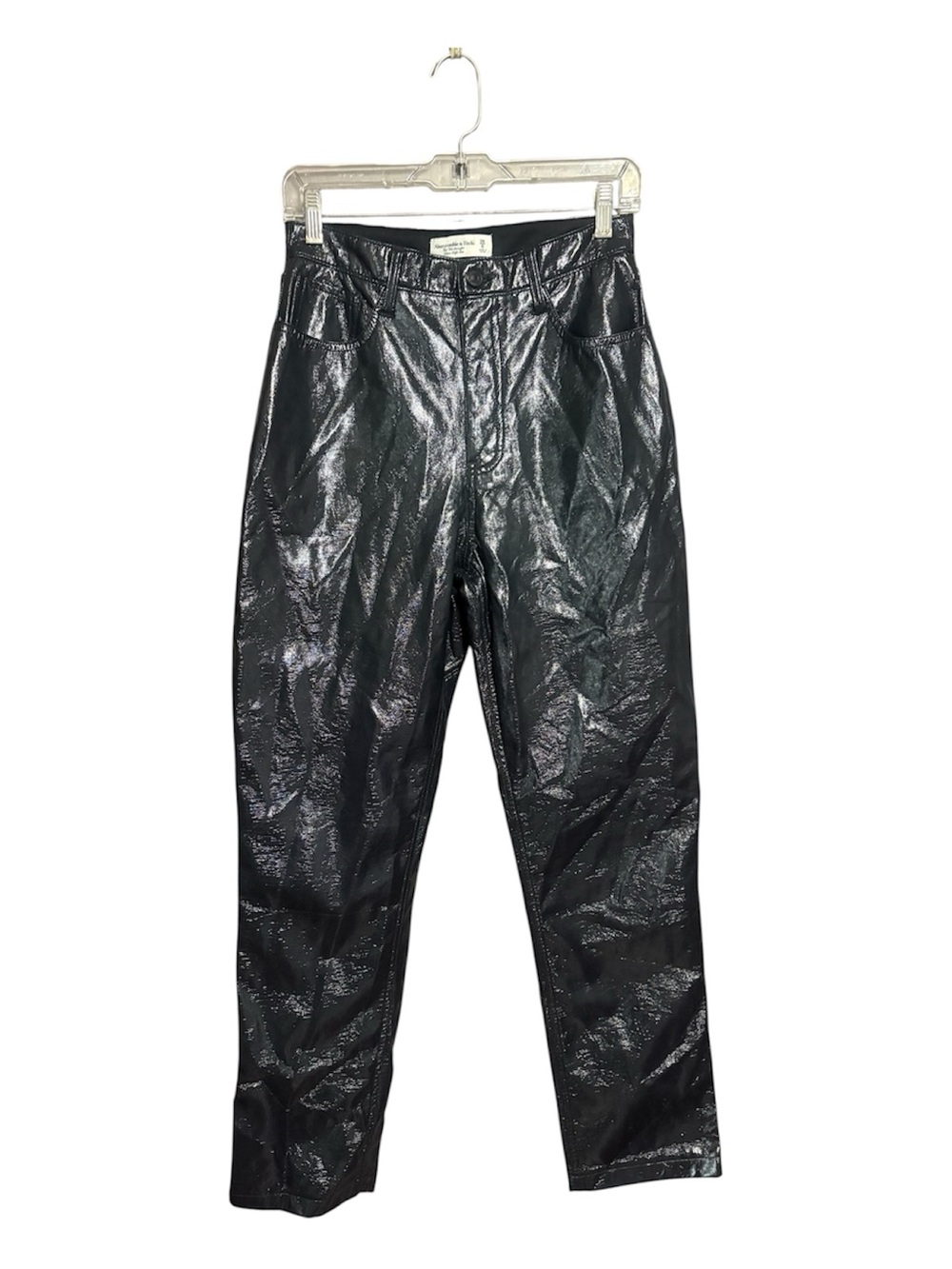 ABERCROMBIE & FITCH The ‘90s Straight Ultra High Rise Faux Patent Leather Pants